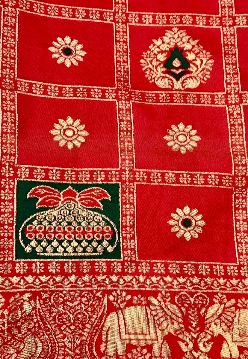 Patola red and green saree