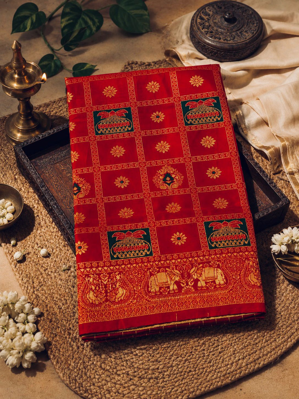 Patola red and green saree